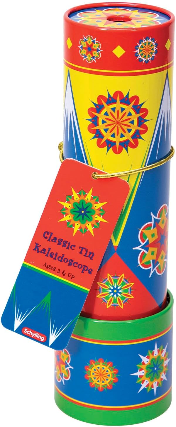Schylling Classic Tin Kaleidoscope - Fun. Colorful Pattern-Changing Toy - Durable Tin with Multicolored Beads - Ages 3 and Up - One Piece