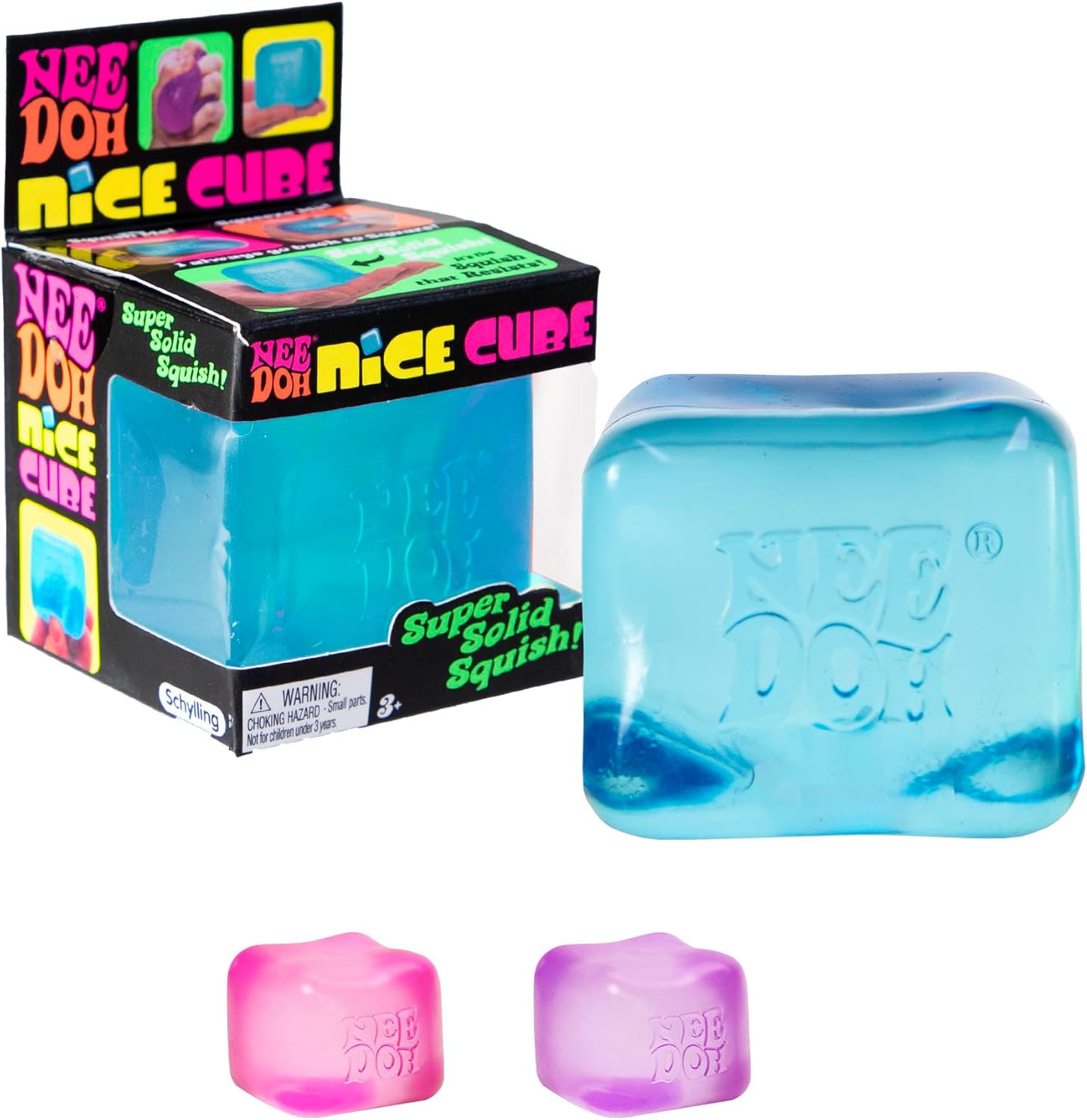 Schylling NeeDoh Nice Cube - Sensory Squeeze Toy with Super Solid Squish - 2.25 Cube - Color May Vary (Pack of 1)