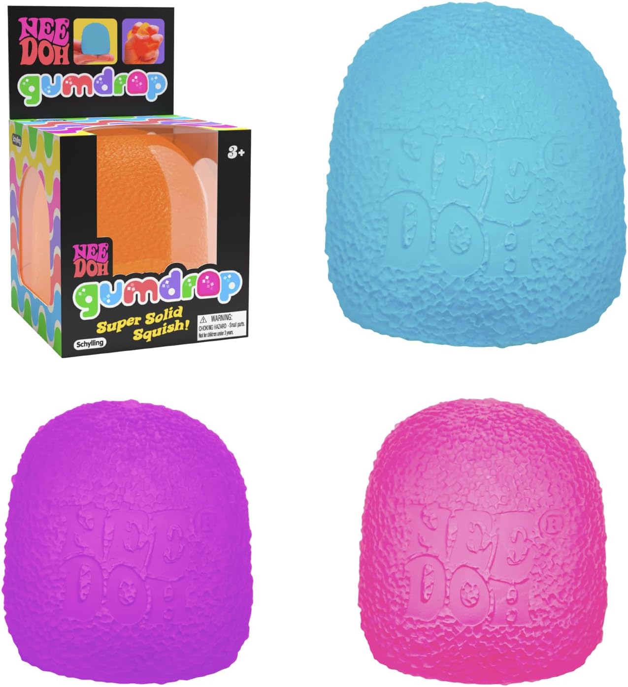 Schylling NeeDoh Gumdrop - Textured Sensory Toy with Super Solid Squish - 2.5 Tall - Colors May Vary (Pack of 1)